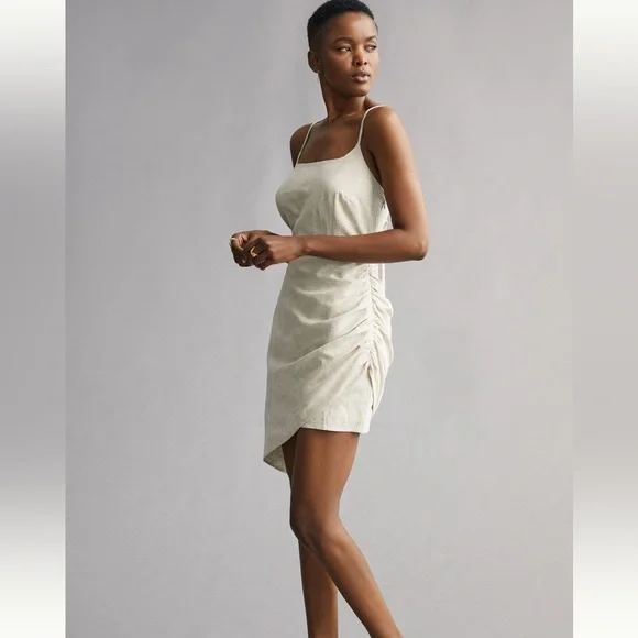 Anthropologie Plus Flat White Ruched Mini Dress Size 3x - Picture 3 of 5